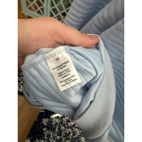 The Sweatshirt Project Sky Blue Ribbed Side Zip High Neck Thermal Sweatshirt - Picture 3 of 7